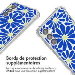 imoshion Coque Design avec cordon Samsung Galaxy A14 (5G/4G) - Cobalt Blue Flowers Connect