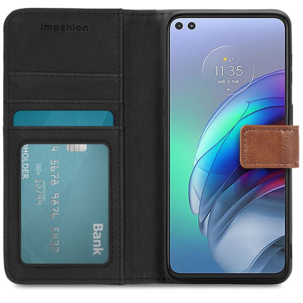 imoshion Étui de téléphone portefeuille Luxe Motorola Moto G100 -Brun