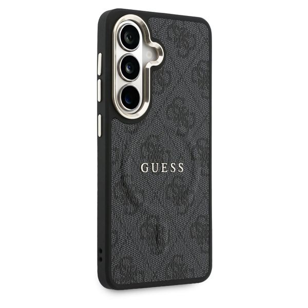 Guess Coque arrière en cuir 4G avec MagSafe Samsung Galaxy S26 - Gold Edge - Black
