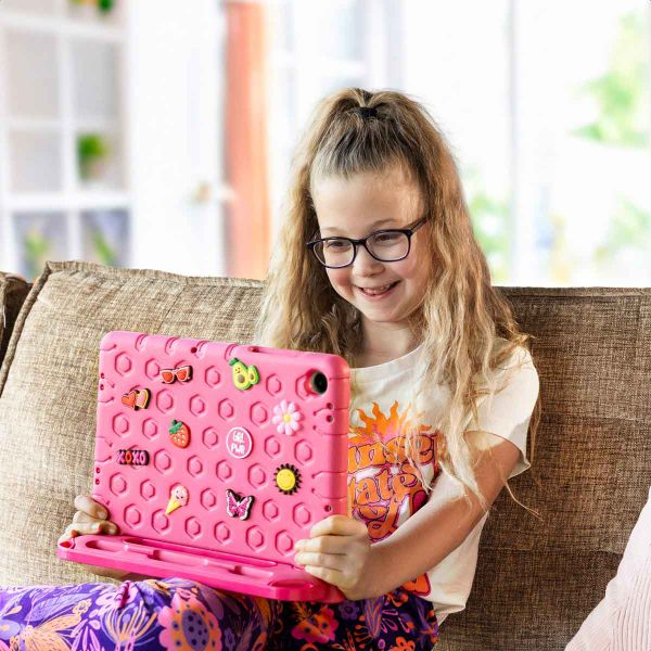 imoshion Coque kidsproof avec poupées amovibles Samsung Galaxy Tab A11 Plus / A9 Plus - Rose