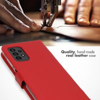 Selencia Étui portefeuille en cuir véritable Samsung Galaxy A13 (4G) - Rouge