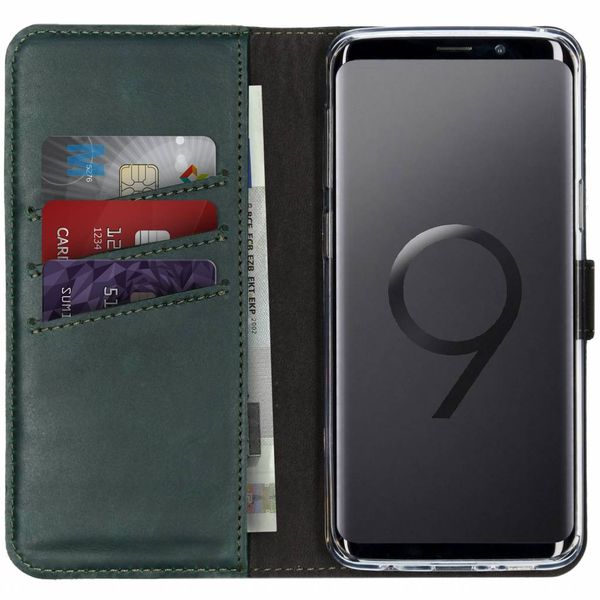 Selencia Étui portefeuille en cuir véritable Samsung Galaxy S9 - Vert