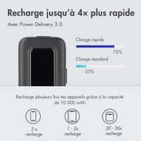 imoshion Batterie externe avec câble rétractable 10 000 mAh - Power Delivery - USB-C + Lightning - Noir