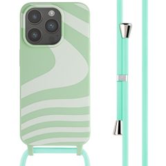 imoshion Coque design en silicone avec cordon Apple iPhone 15 Pro - Retro Green