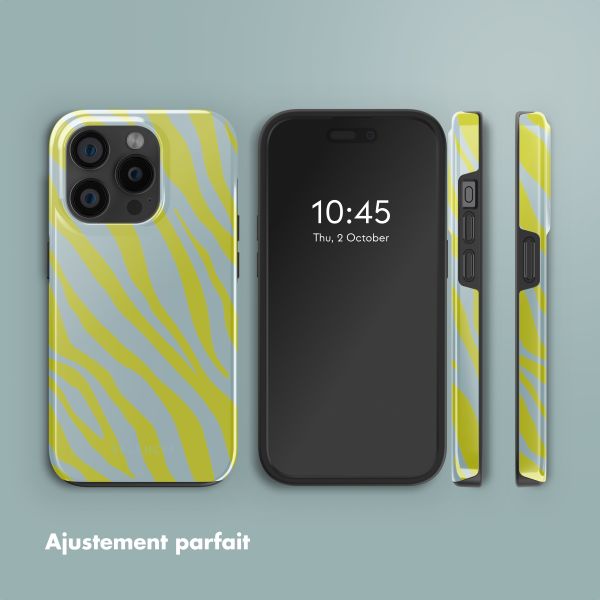 Selencia Coque arrière Vivid Tough avec MagSafe iPhone 15 Pro - Zebra Winter Sky Titanium Yellow