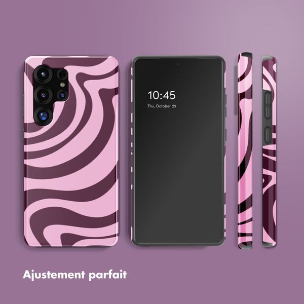 Selencia Coque arrière Vivid avec MagSafe Samsung Galaxy S25 Ultra - Wavy Swirl Pink Plum