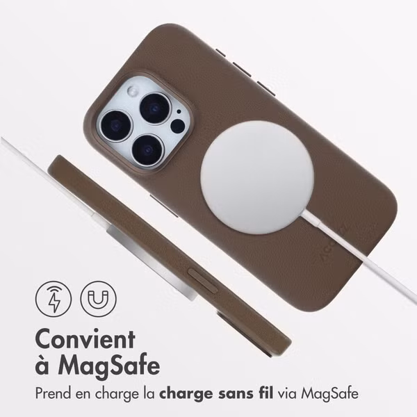 Accezz Coque arrière en cuir avec MagSafe Apple iPhone 15 Pro - Marron café