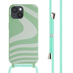 imoshion Coque design en silicone avec cordon Apple iPhone 15 - Retro Green