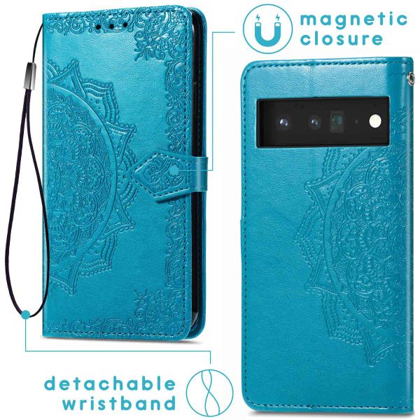 imoshion Etui de téléphone portefeuille Mandala Google Pixel 6 Pro - Turquoise