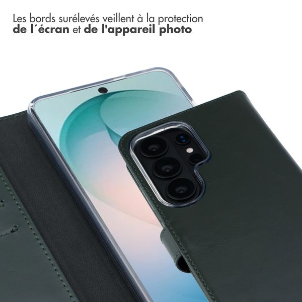 Selencia Étui portefeuille en cuir véritable Samsung Galaxy S26 Ultra - Vert