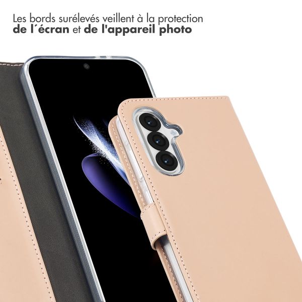 Selencia Étui portefeuille en cuir véritable Samsung Galaxy A36 / A56 - Rose