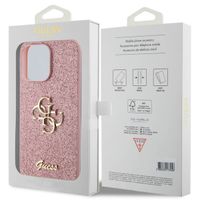 Guess Coque 4G Metal Logo Glitter Apple iPhone 15 Pro Max - Rose