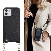 Selencia Coque de télephone Nova avec cordon et porte-cartes Apple iPhone 12 (Pro) - Noir