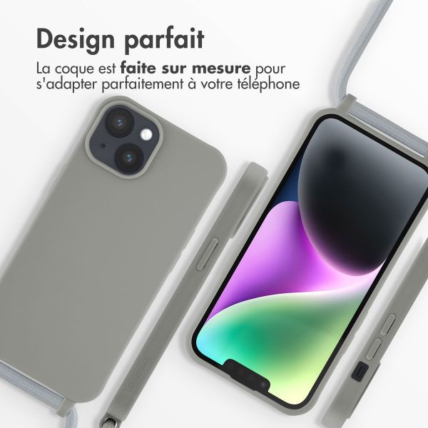 imoshion ﻿Coque en silicone avec cordon iPhone 14 - Gris clair