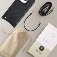 Selencia Coque arrière avec cordon et porte-cartes Nova iPhone 16 Pro - Noir