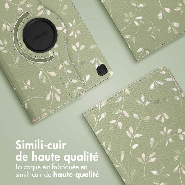 imoshion Coque tablette Design rotatif à 360° Samsung Galaxy Tab S6 Lite (2020/2022/2024) - Green Flowers