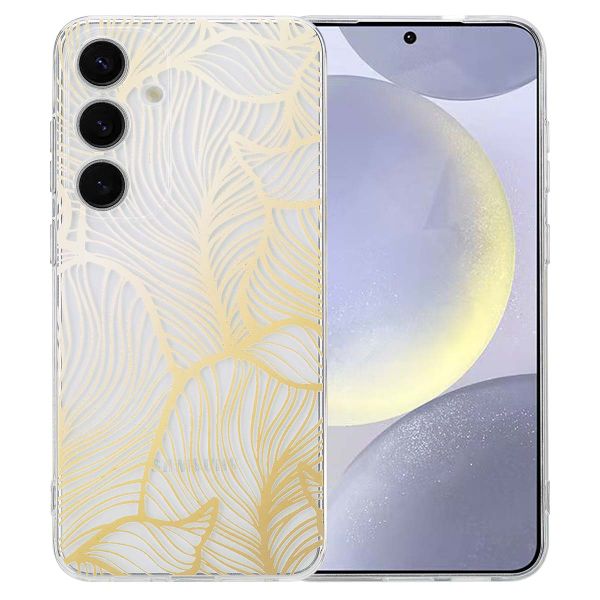 imoshion Coque Design Samsung Galaxy S25 Plus - Golden Leaves Transparent