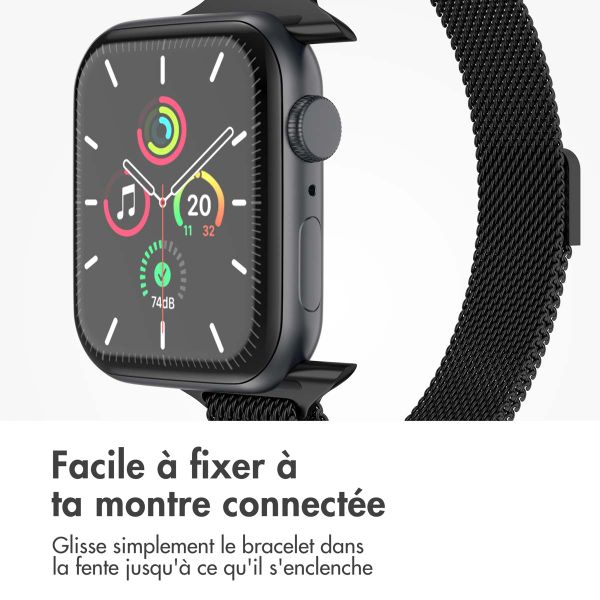 imoshion Bracelet milanais fin Apple Watch Series 1 à 9 / SE (38/40/41 mm) | Series 10 (42 mm) - Noir