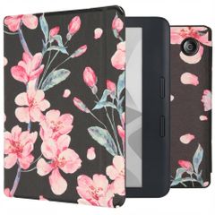 imoshion Design Slim Hard Sleepcover avec support Kobo Libra H2O - Blossom Watercolor Black