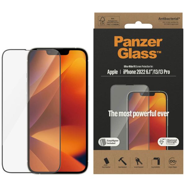 PanzerGlass Protection d'écran Ultra-Wide Fit Anti-bactérienne avec applicateur Apple iPhone 14
