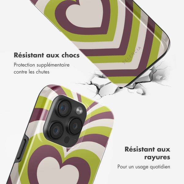 Selencia Coque arrière Vivid avec MagSafe Apple iPhone 15 Pro - Double Hearts Plum Fern