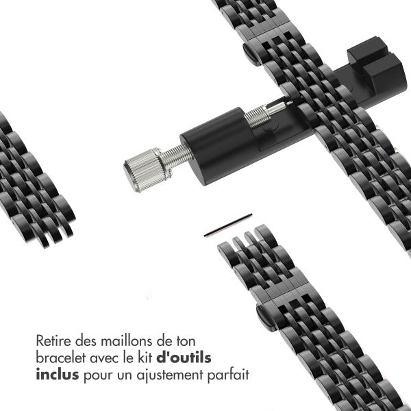 Selencia Bracelet en acier slim style Jubilee Apple Watch Series 1 t/m 9 / SE (38/40/41 mm) | Series 10 / 11 (42 mm) - Noir