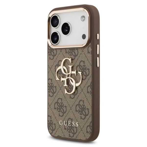 Guess Coque 4G Metal Logo Backcover Apple iPhone 17 Pro Max - Gold Edge - Brown