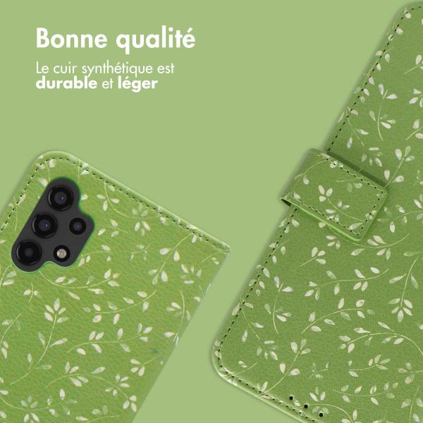 imoshion Étui de télephone portefeuille Design Samsung Galaxy A13 (4G) - Green Flowers