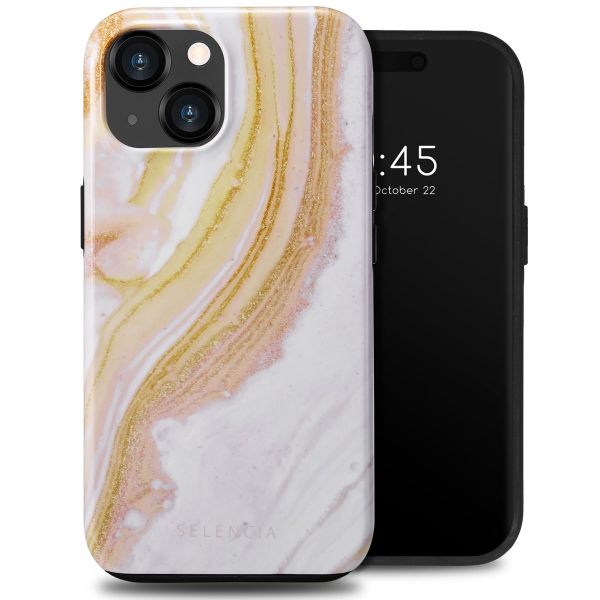 Selencia Coque arrière Vivid Tough iPhone 15  - Chic Marble Gold