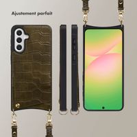 Selencia Coque de télephone Nova Croco avec cordon et porte-cartes Samsung Galaxy A56 - Dark Olive