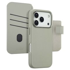 Accezz Étui de télephone portefeuille en cuir 2-en-1 avec MagSafe Apple iPhone 17 Pro - Light Grey