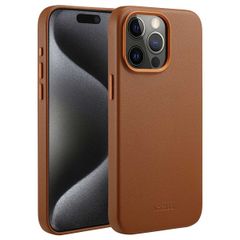 Accezz Coque arrière en cuir avec MagSafe iPhone 15 Pro Max - Sienna Brown