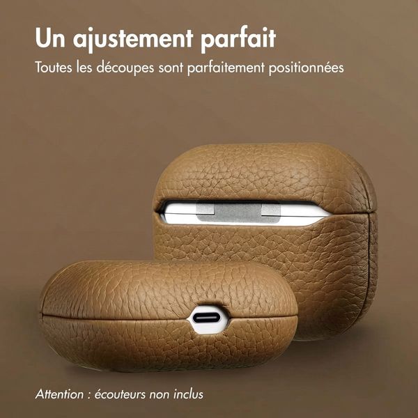 Accezz Coque en cuir véritable  Apple Airpods Pro - Taupe