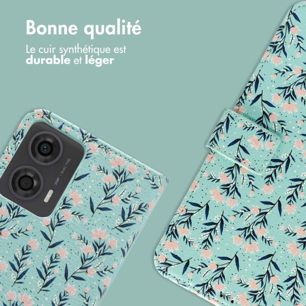 imoshion Étui de télephone portefeuille Design Motorola Moto G24 Power - Blue Flowers