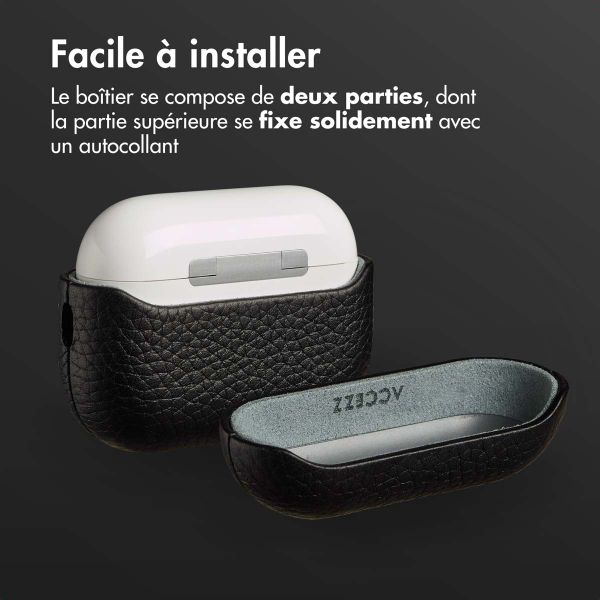 Accezz Coque en Cuir véritable Apple AirPods Pro 3 - Noir