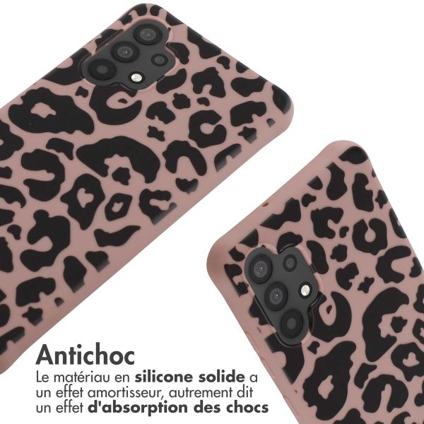 imoshion Coque design en silicone avec cordon Samsung Galaxy A32 (4G) - Animal Pink