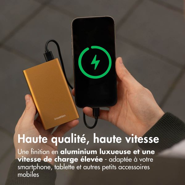 imoshion Ultra Series Aluminium | Batterie externe 20.000 mAh - Charge rapide jusqu'à 33 watts - Gold