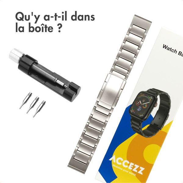 Accezz Bracelet en acier Titane mat  - Connexion Garmin 22 mm - Titanium