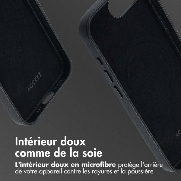 Accezz Coque arrière en cuir avec MagSafe Apple iPhone 16e - Onyx Black