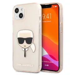 Karl Lagerfeld Coque arrière Karl's Head Silicone Glitter iPhone 13 Mini - Transparent Dorée