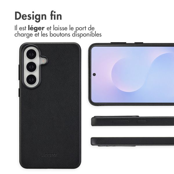 Accezz Coque arrière en cuir avec MagSafe Samsung Galaxy S26 Plus - Onyx Black