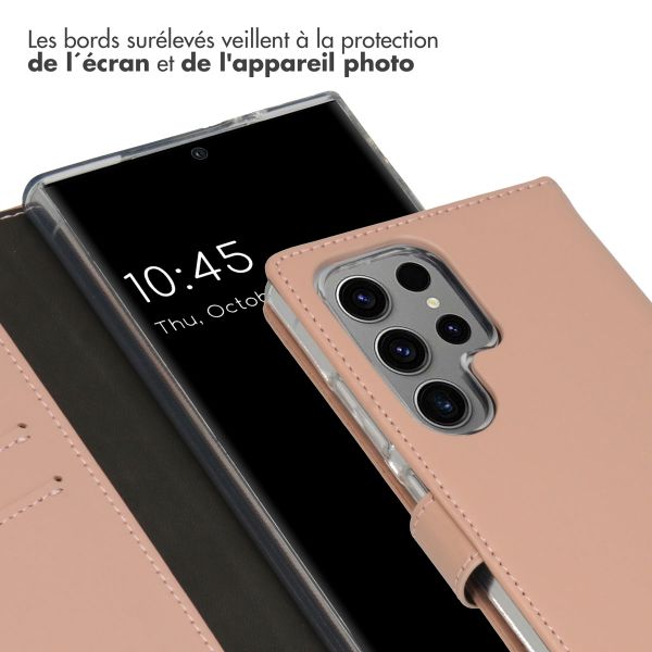 Selencia Étui portefeuille en cuir véritable Samsung Galaxy S24 Ultra - Dusty Pink