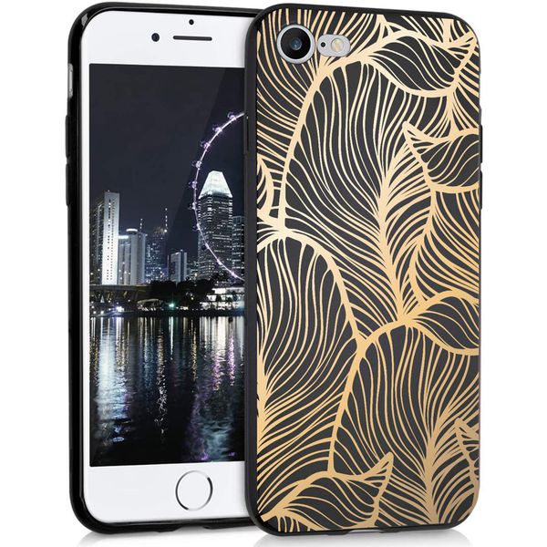 imoshion Coque Design iPhone SE (2022 / 2020) / 8 / 7 - Feuilles / Noir