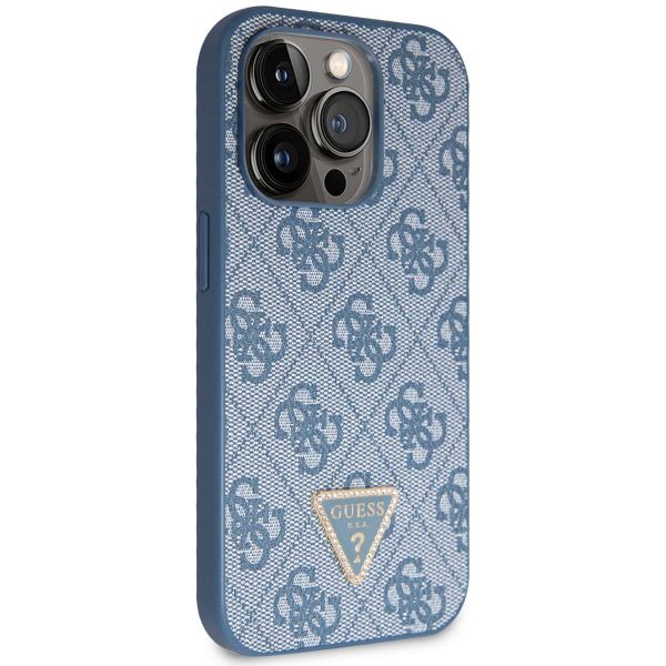 Guess Coque 4G Logo Triangle Strass Apple iPhone 15 Pro - Bleu
