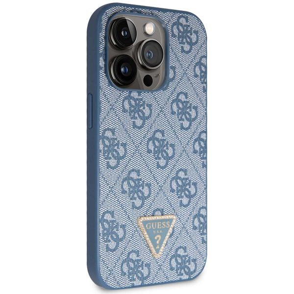 Guess Coque 4G Logo Triangle Strass iPhone 15 Pro - Bleu