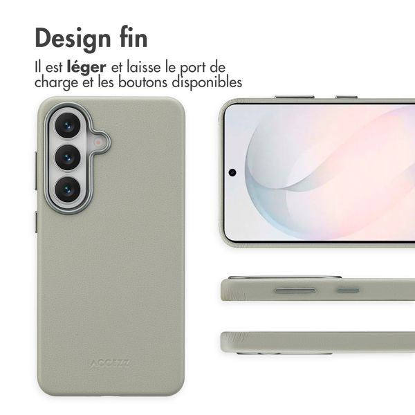 Accezz Coque arrière en cuir avec MagSafe Samsung Galaxy S26 - Light Grey