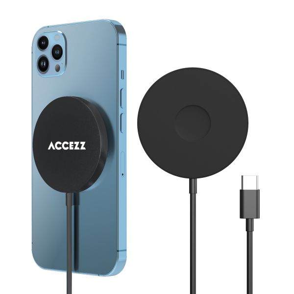 Accezz Chargeur sans fil USB-C | Chargeur sans fil MagSafe et Qi2 - 1 mètre - Noir