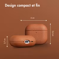 Accezz Coque en Cuir véritable Apple AirPods 4 - Cognac
