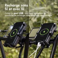 imoshion Support de téléphone pour vélo avec powerbank - Support de téléphone vélo - Powerbank sans fil - 5 000 mAh - Noir