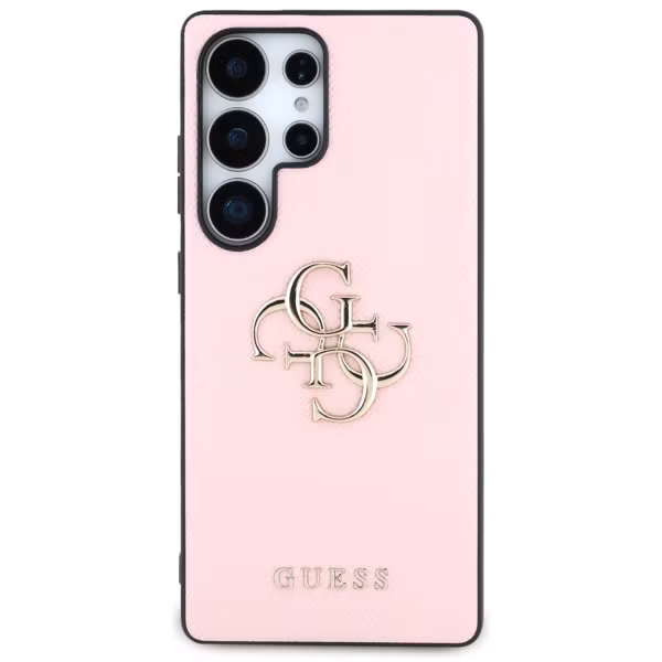 Guess Coque 4G Metal Logo Saffiano Samsung Galaxy S25 Ultra - Rose